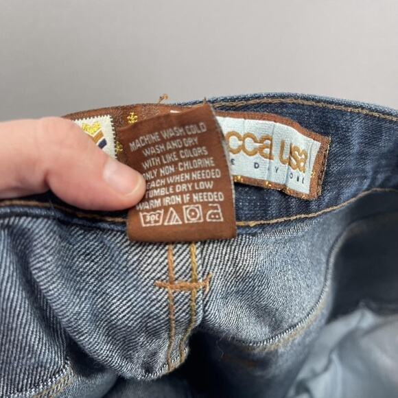 Mecca USA Jeans Mens 38x30 Blue Denim Relaxed Fit Hip Hop Streetwear Embroidered - Picture 11 of 16